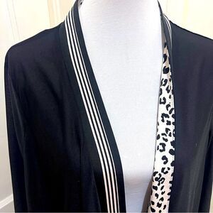 Vintage! Peter Nygard Women's Large Sheer Black Cardigan with flip collar